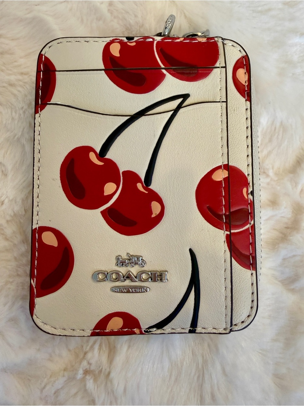 Coach Outlet Zip Around Card Case in cherry print